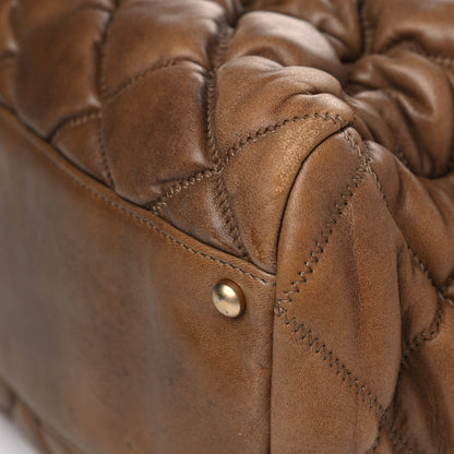Chanel Calfskin Bubble Quilt Bowler Brown 10 of 28