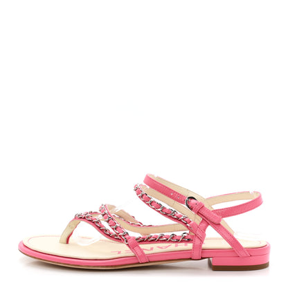 Chanel Calfskin Chain Braided Sandals 39 Pink 1 of 10