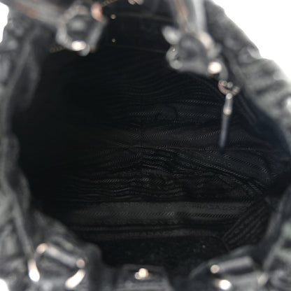 Prada Cervo Stripes Tote Black 5 of 10