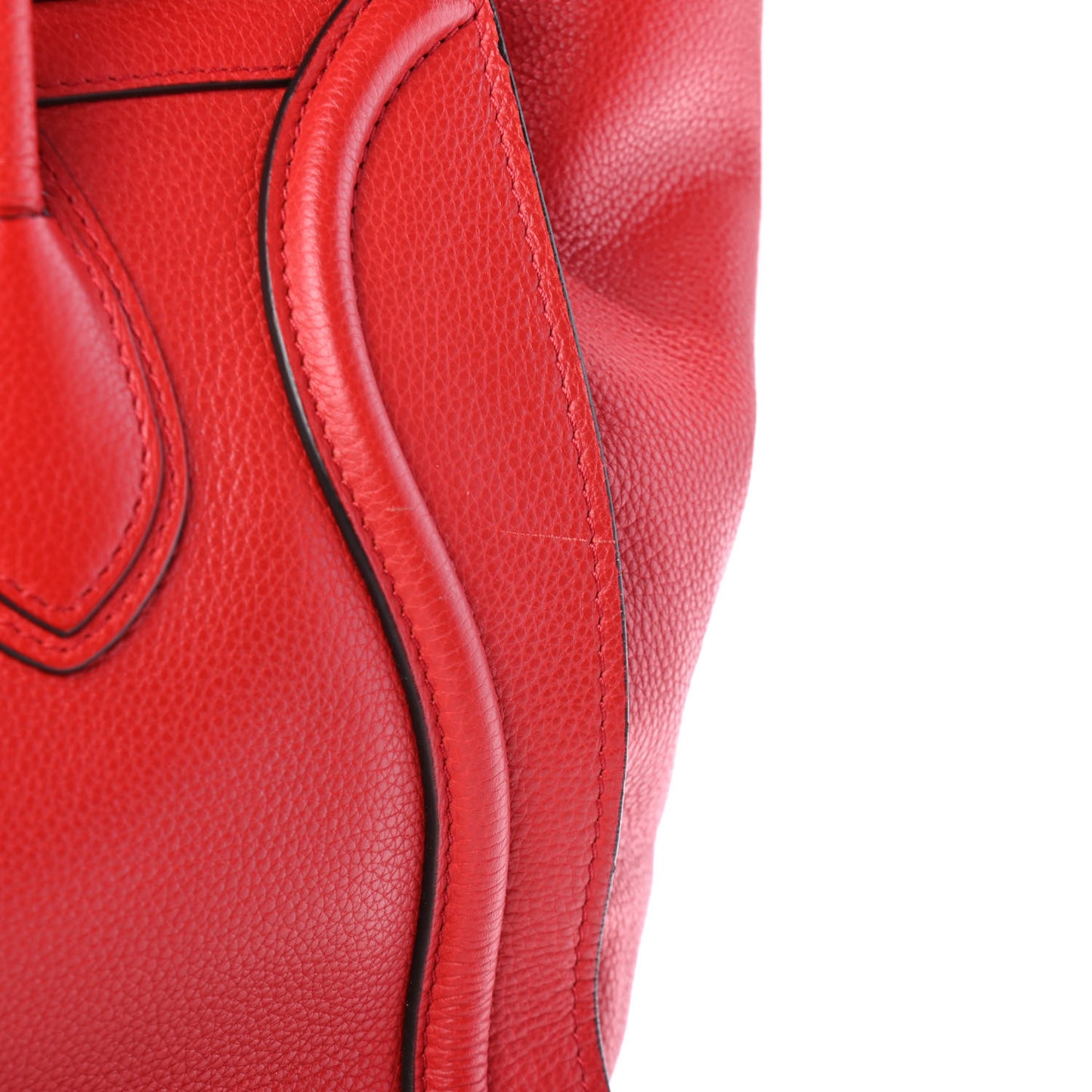 Drummed Calfskin Mini Luggage Coquelicot