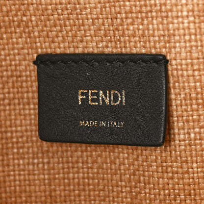 Fendi Straw Vitello King Plexiglass Woven Large Fendi Sunshine Shopper Tote Natural Black 6 of 10