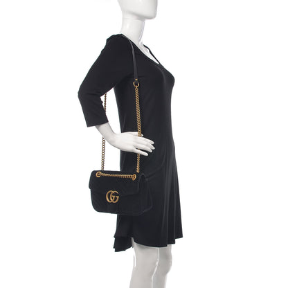 Gucci Velvet Matelasse Small GG Marmont Shoulder Bag Black 2 of 13