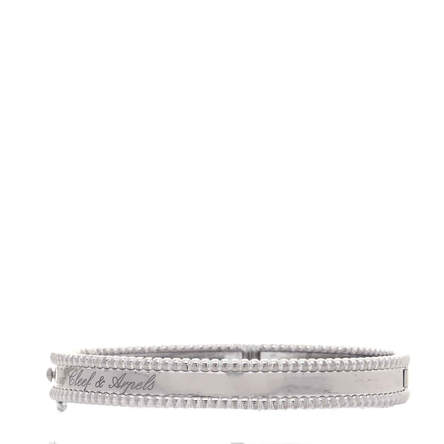 Van Cleef & Arpels 18K White Gold Perlee Signature Bangle Bracelet S 3 of 7