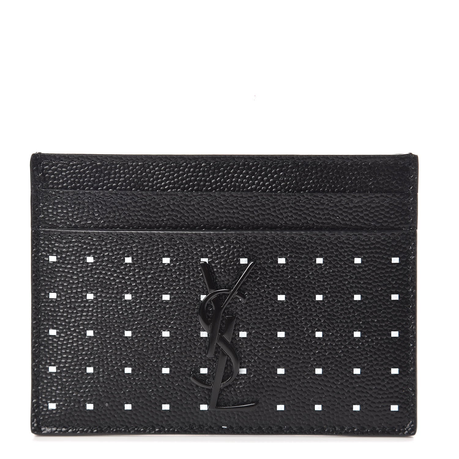 Saint Laurent Grain De Poudre Geo Print Monogram Credit Card Case Black White 1 of 8