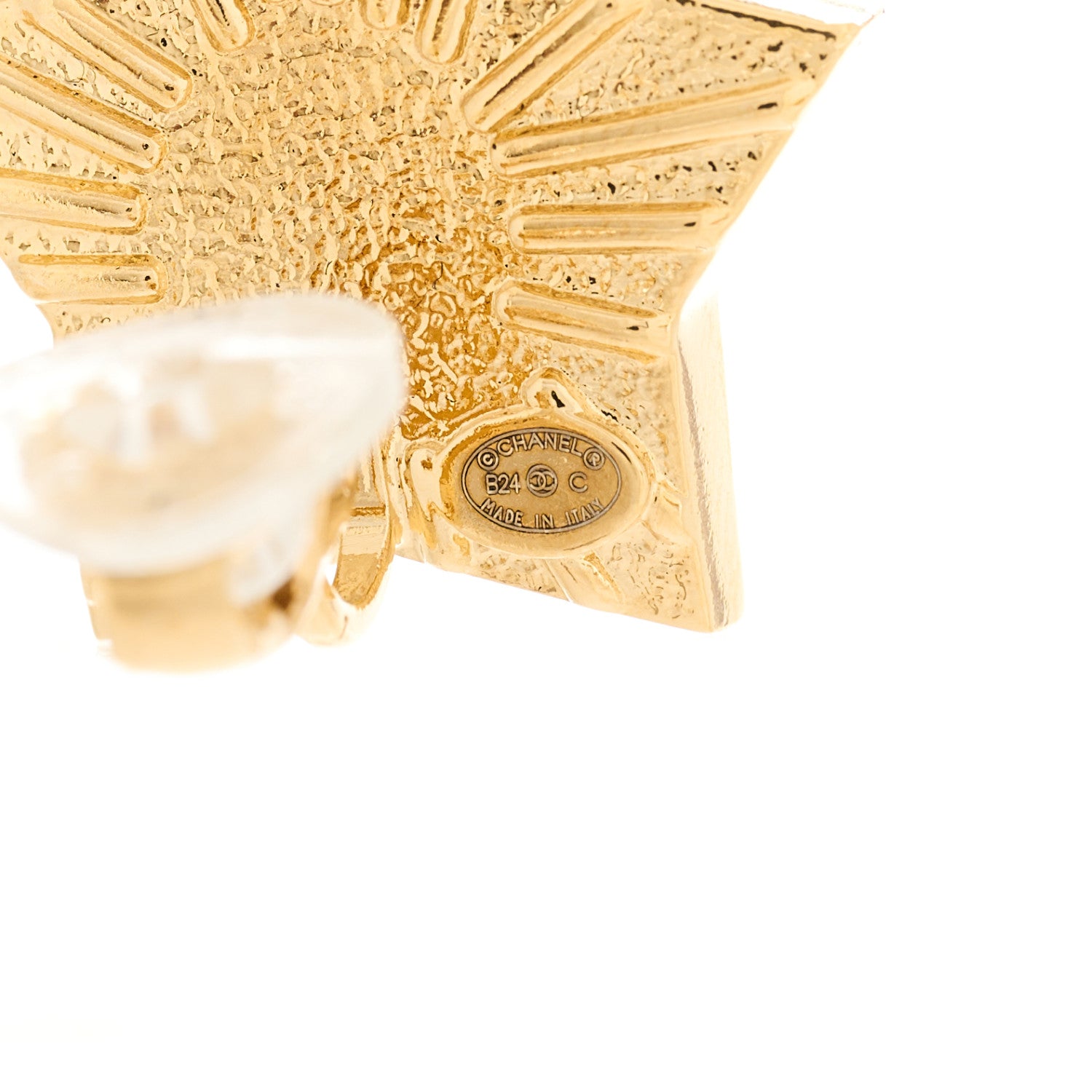 Chanel Pearl Crystal CC Star Clip On Earrings Gold 5 of 5