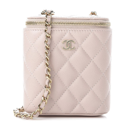 Chanel Caviar Quilted Small Vertical Coco Beauty Vanity Case With Chain Light Pink 1 of 10
