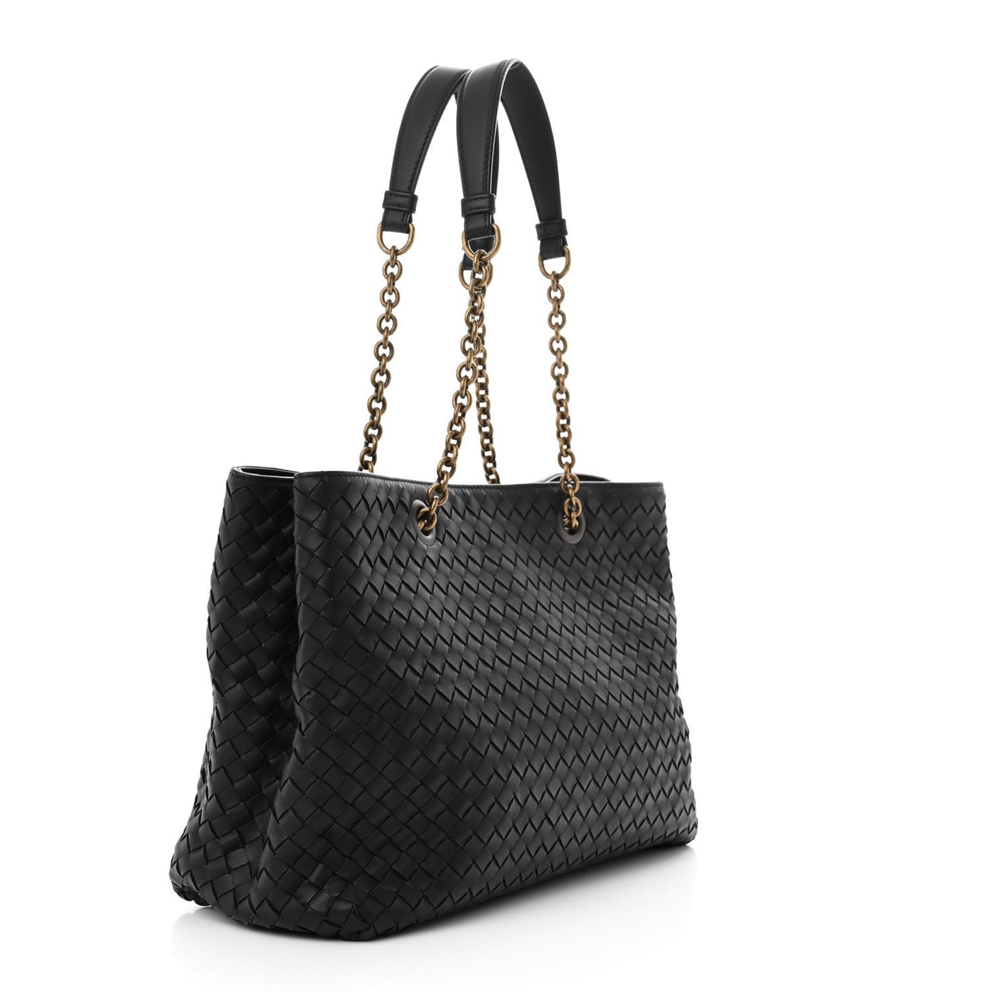 Nappa Intrecciato Medium Classic Chain Strap Tote Black