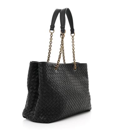 Bottega Veneta Nappa Intrecciato Medium Classic Chain Strap Tote Black 3 of 10