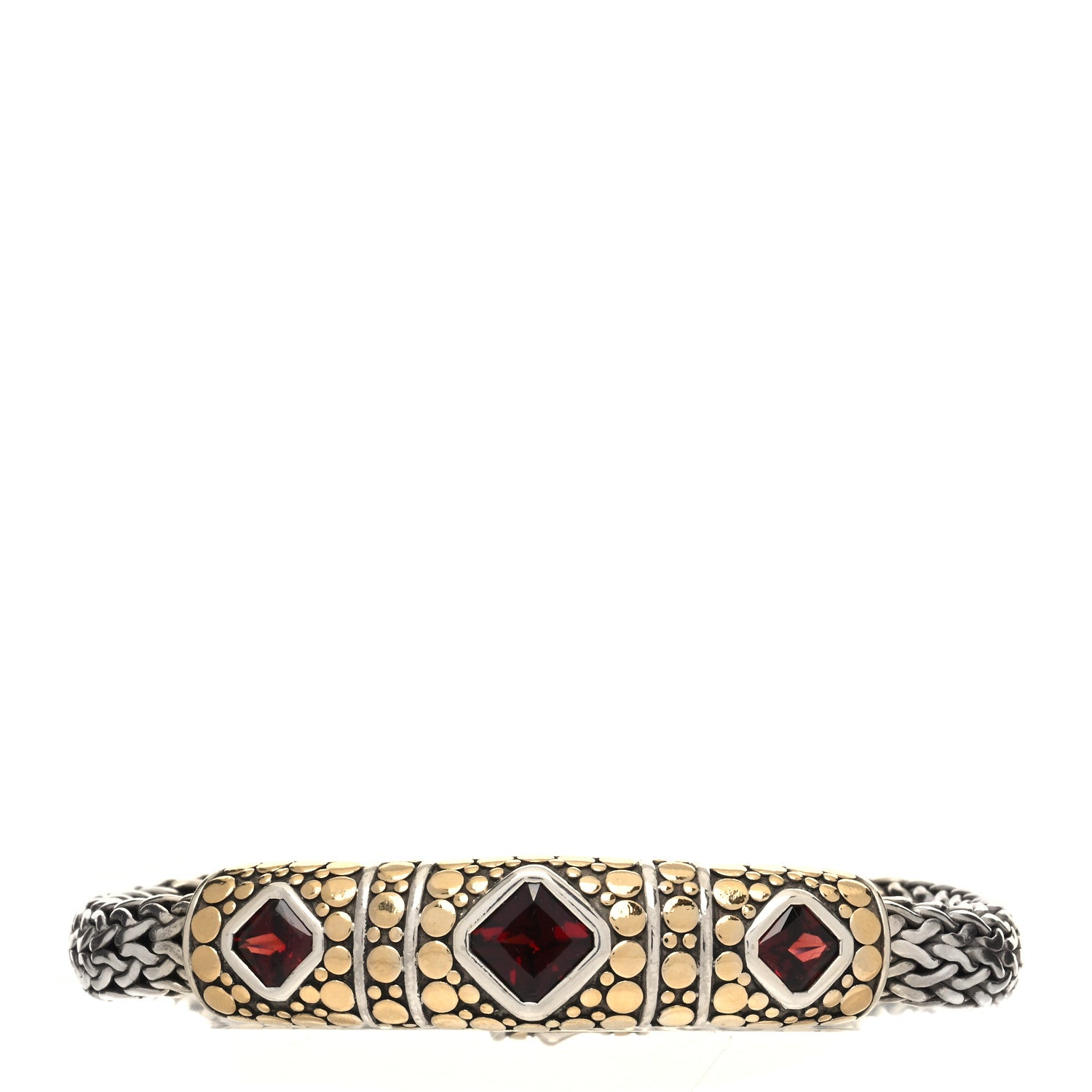John Hardy Sterling Silver 18K Yellow Gold Garnet Kali Dot Station Bracelet 1 of 4