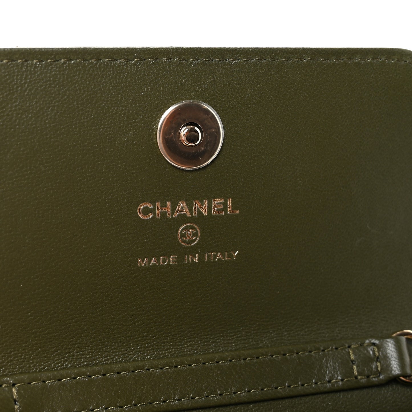 Lambskin Quilted Flap Chain Belt Bag Khaki