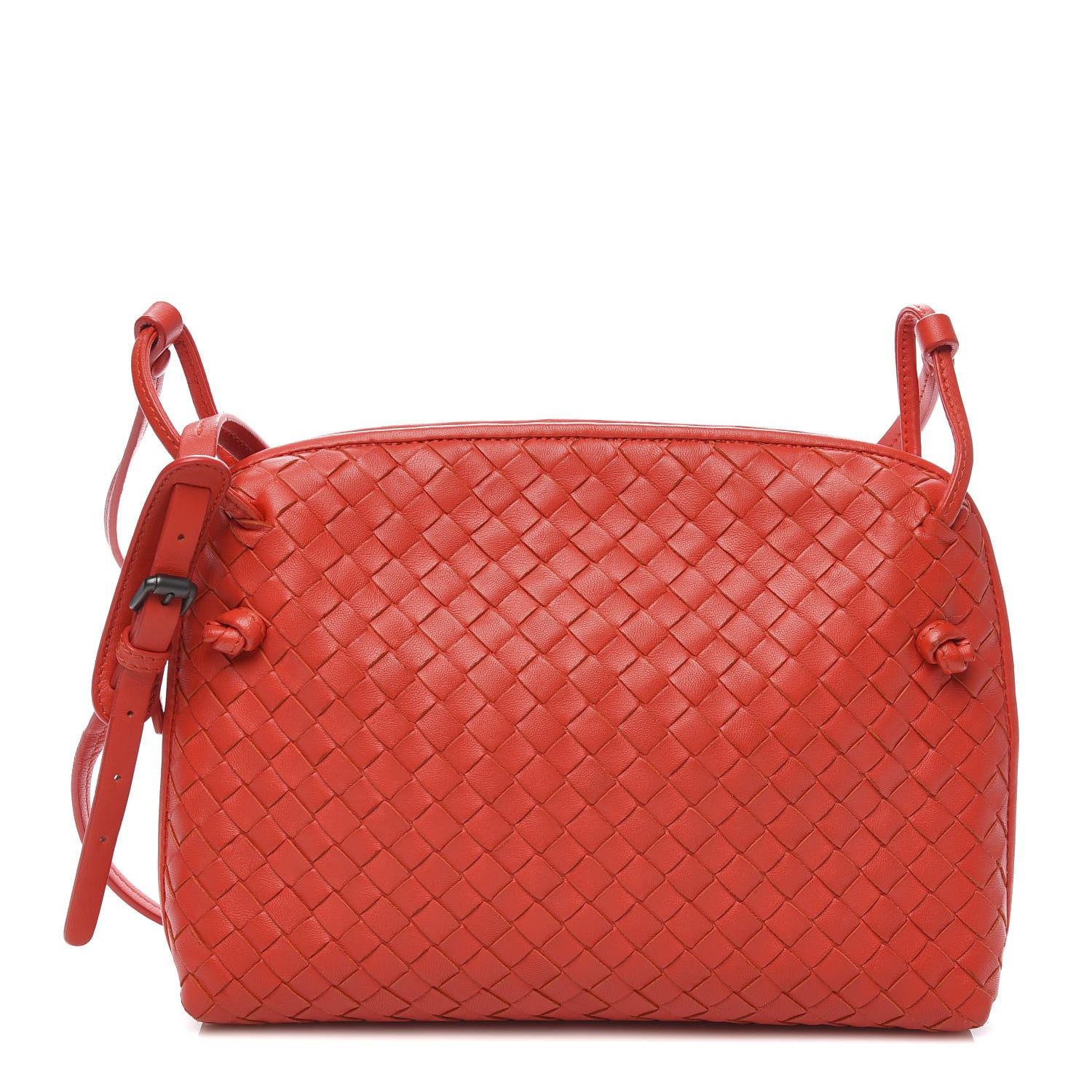 Bottega Veneta Nappa Intrecciato Nodini Crossbody Messenger New Red 1 of 10