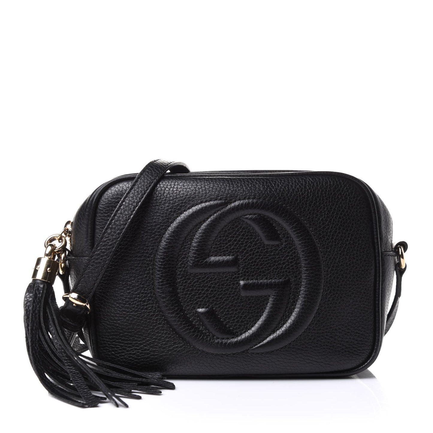 Pebbled Calfskin Small Soho Disco Bag Black