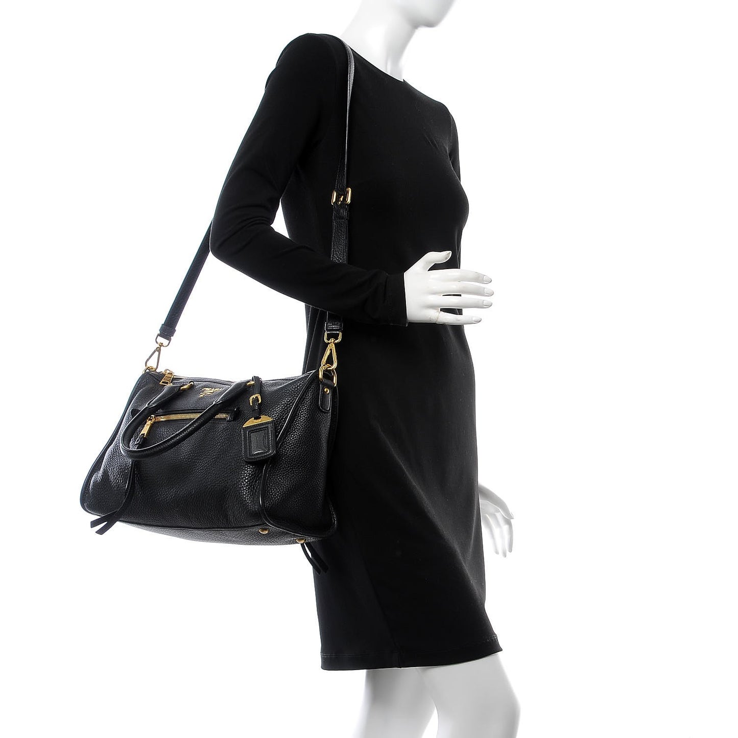 Vitello Daino Shopping Satchel Black
