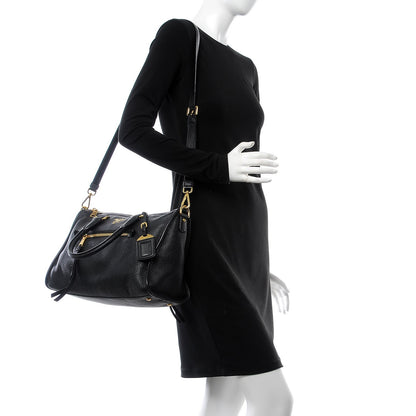 Prada Vitello Daino Shopping Satchel Black 2 of 8