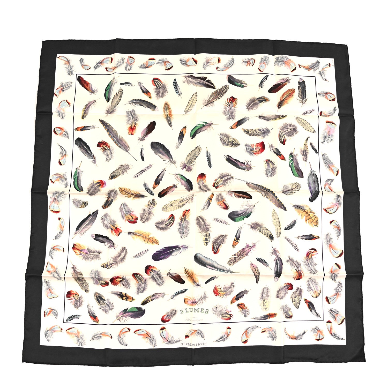 Hermes Cashmere Silk Plumes par Henri de Linares Scarf 90 1 of 4