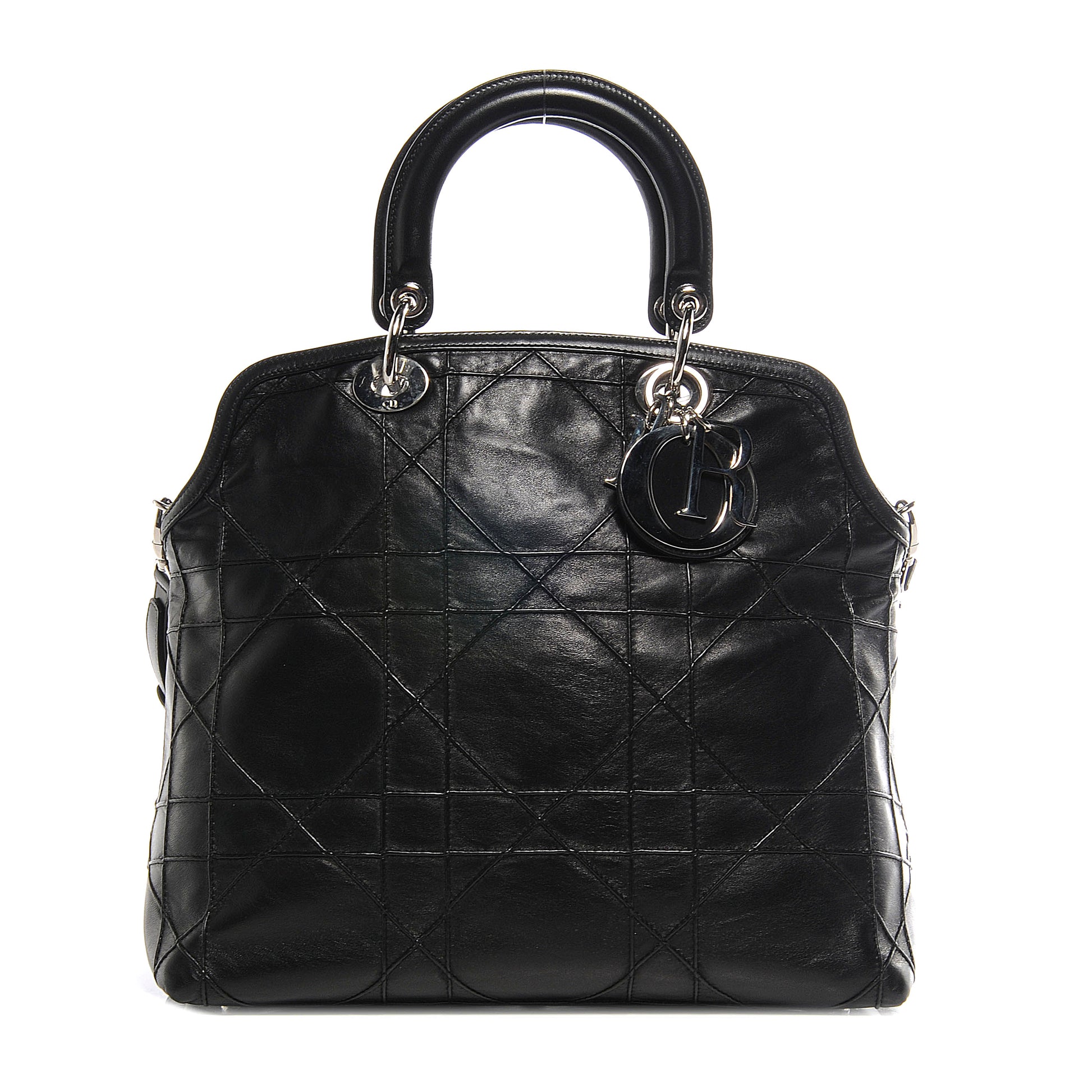 Christian Dior Lambskin Cannage Medium Granville Tote Black 1 of 8