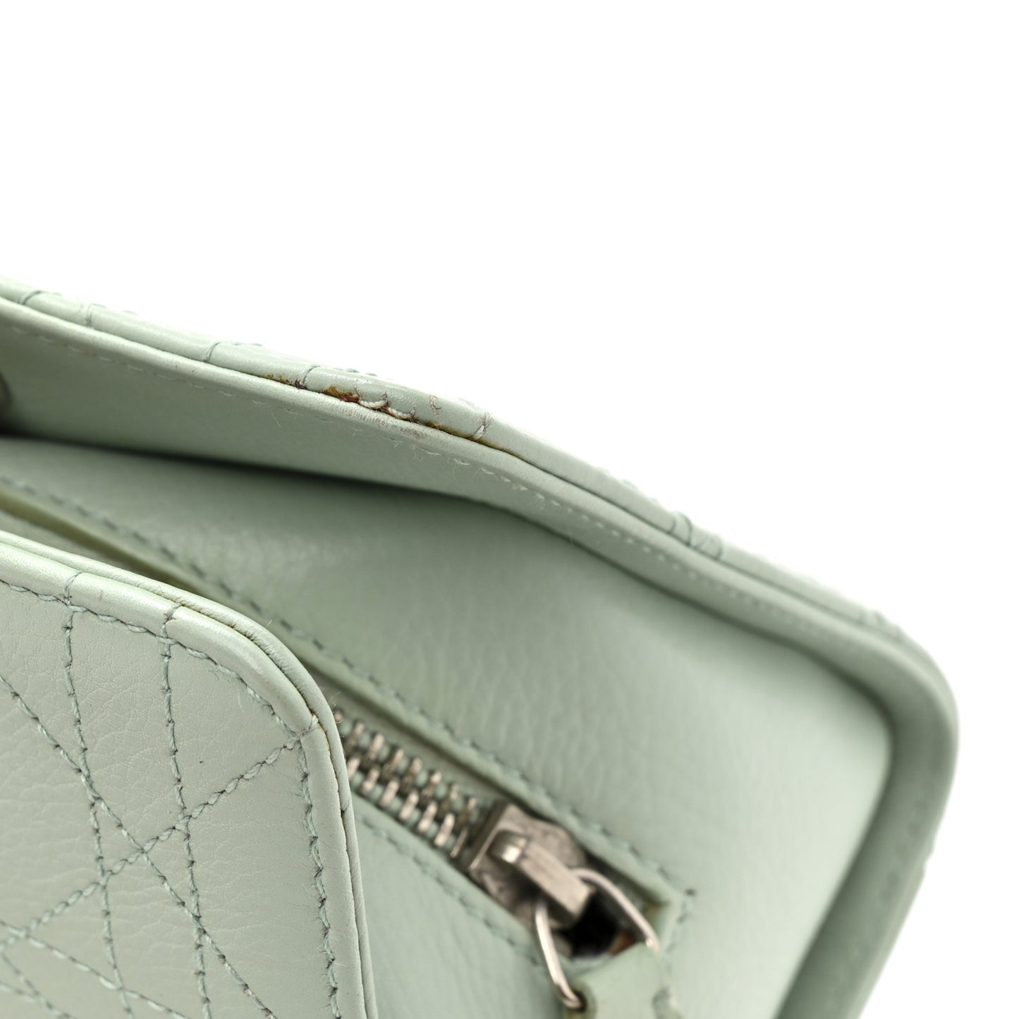 Calfskin Cannage Stitched Small East West Lady Dior Mint Green
