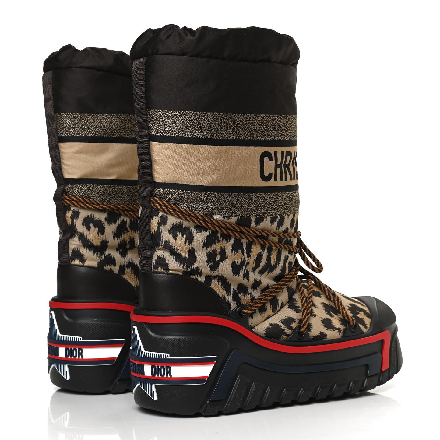 Oblique Leopard Nylon DiorAlps Boot 39 Beige
