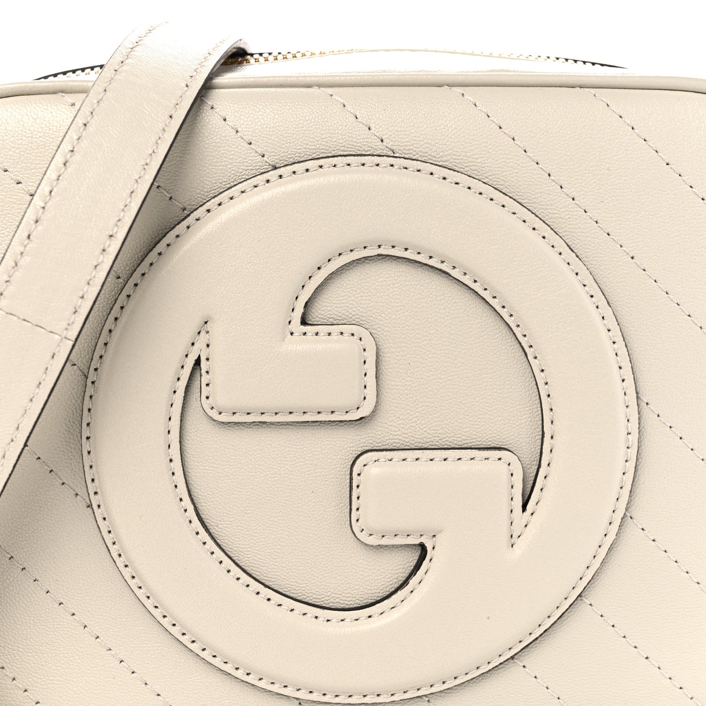 Sakai Be Green Calfskin Diagonal Stitched Small Blondie Shoulder Bag Mystic White