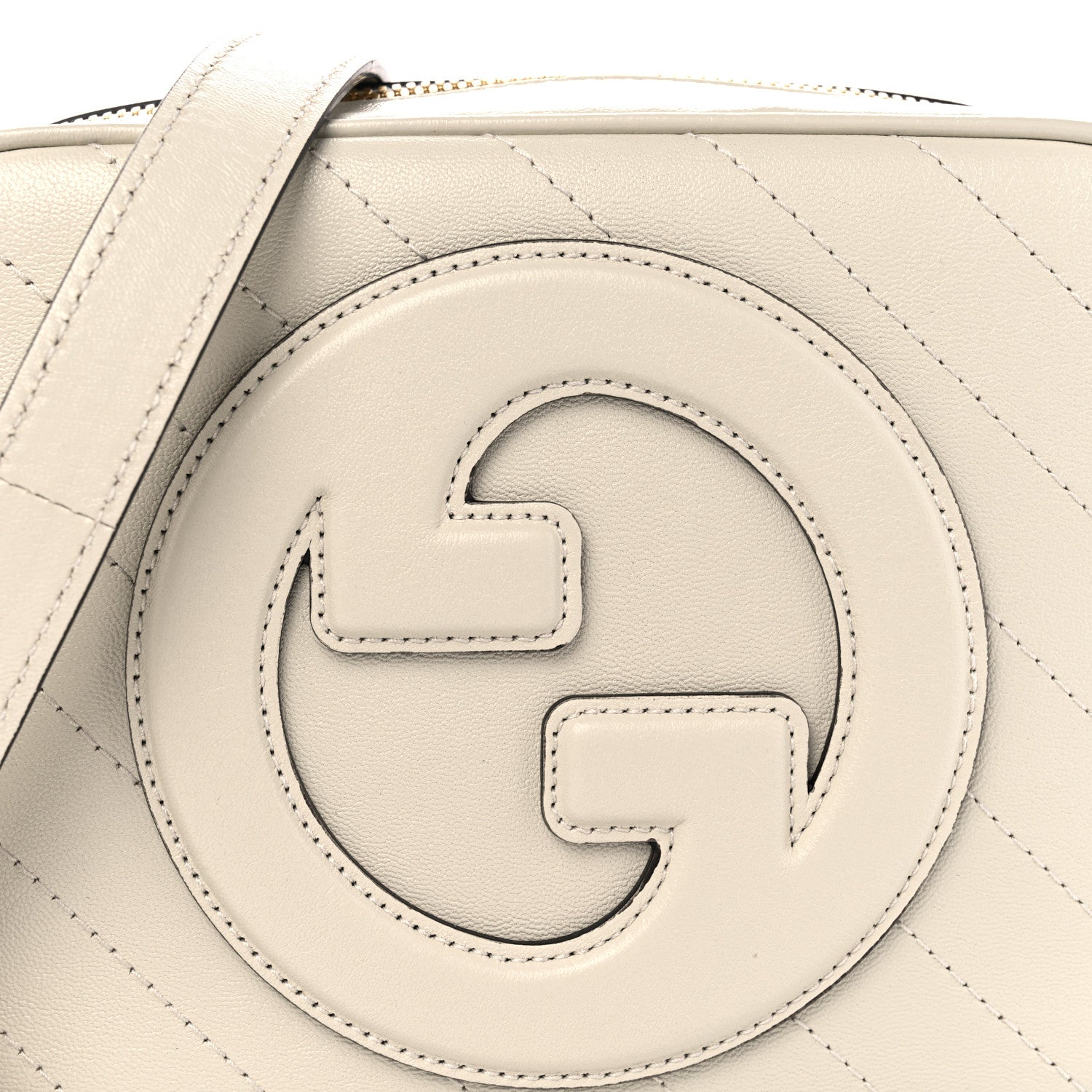 Gucci Sakai Be Green Calfskin Diagonal Stitched Small Blondie Shoulder Bag Mystic White 8 of 10