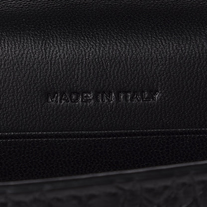 Saint Laurent Calfskin Crocodile Embossed Small Monogram Envelope Wallet Black 7 of 9