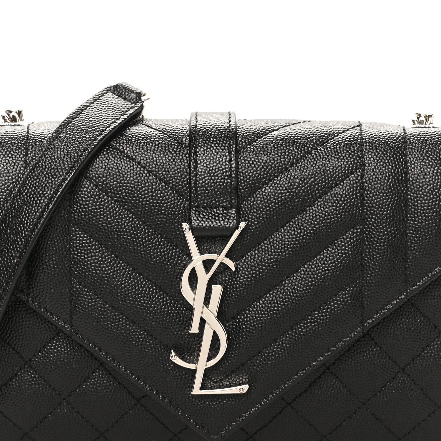 Saint Laurent Grain De Poudre Textured Mixed Matelasse Triquilt Small Monogram Satchel Black 6 of 8
