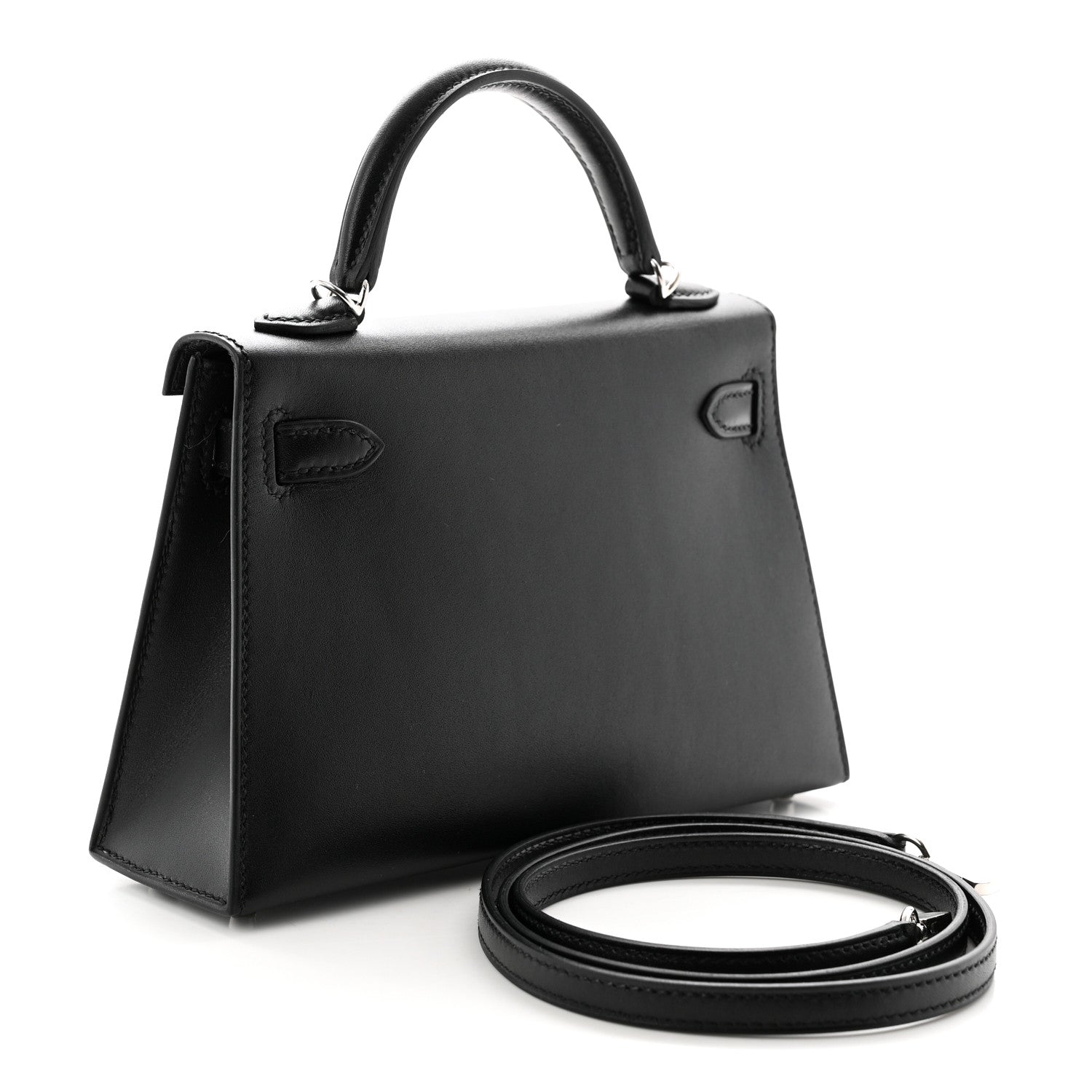 Hermes Tadelakt Sombrero Box Pampilles Mini Kelly Sellier 20 Black 6 of 19