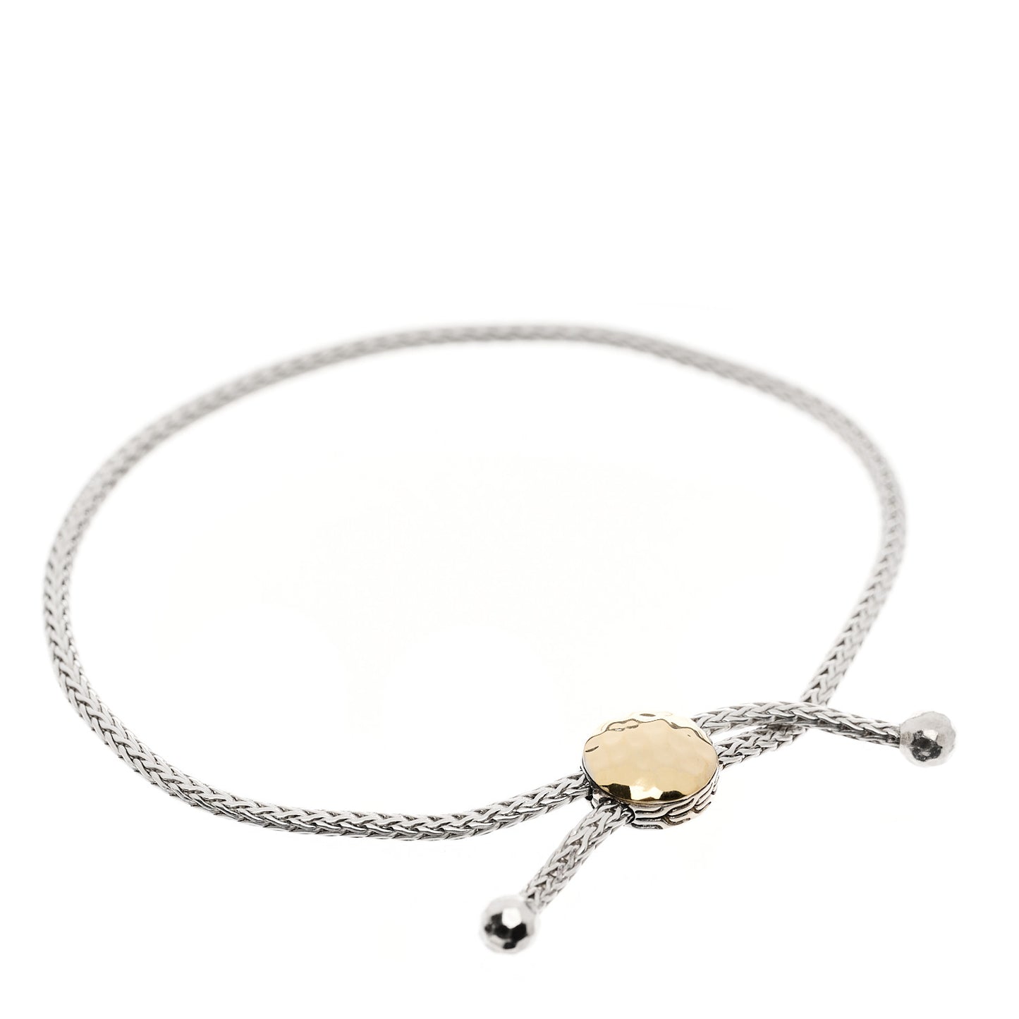 Sterling Silver 18K Yellow Gold Hammered Station Slide Bracelet