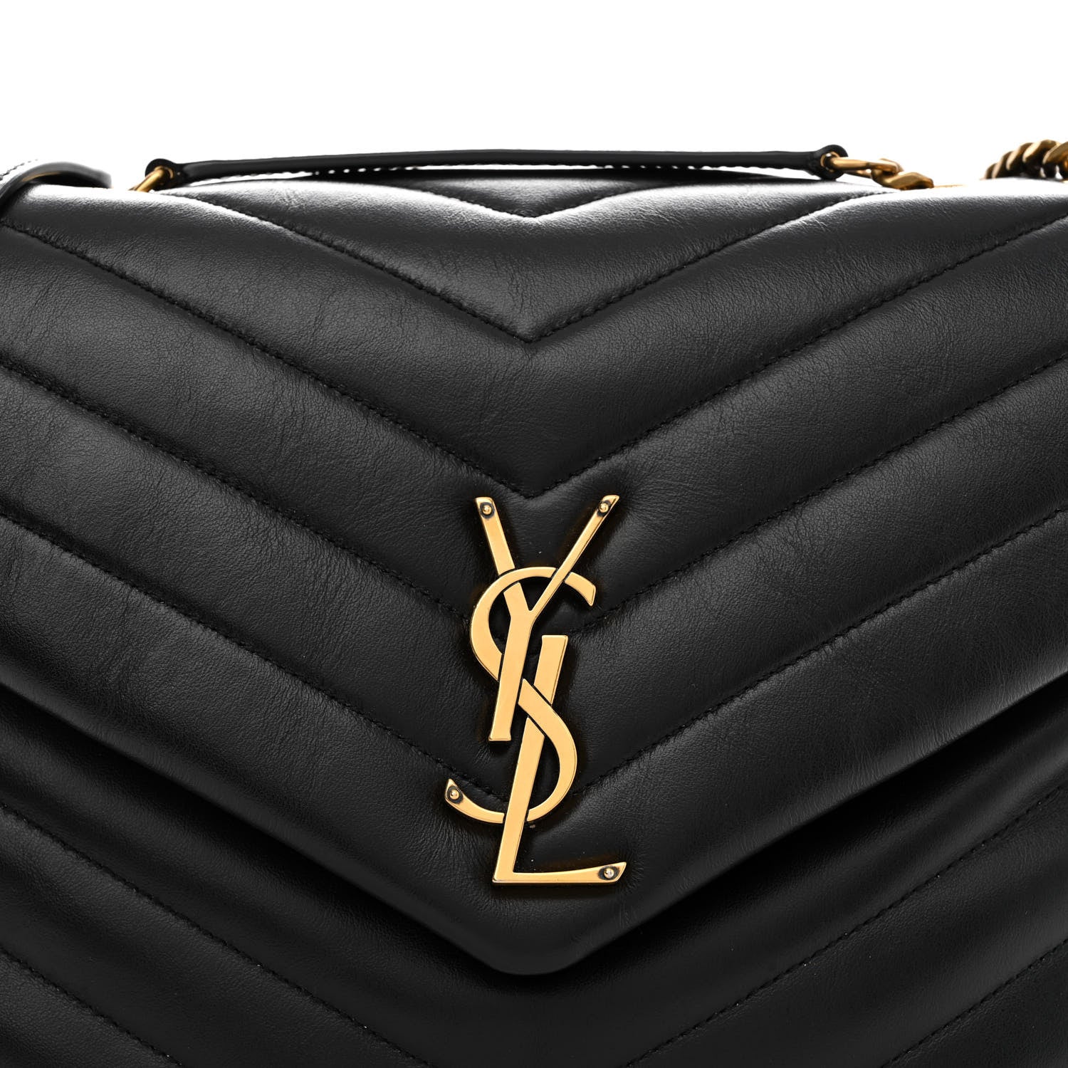 Saint Laurent Calfskin Y Quilted Monogram Medium Loulou Chain Satchel Black 8 of 13