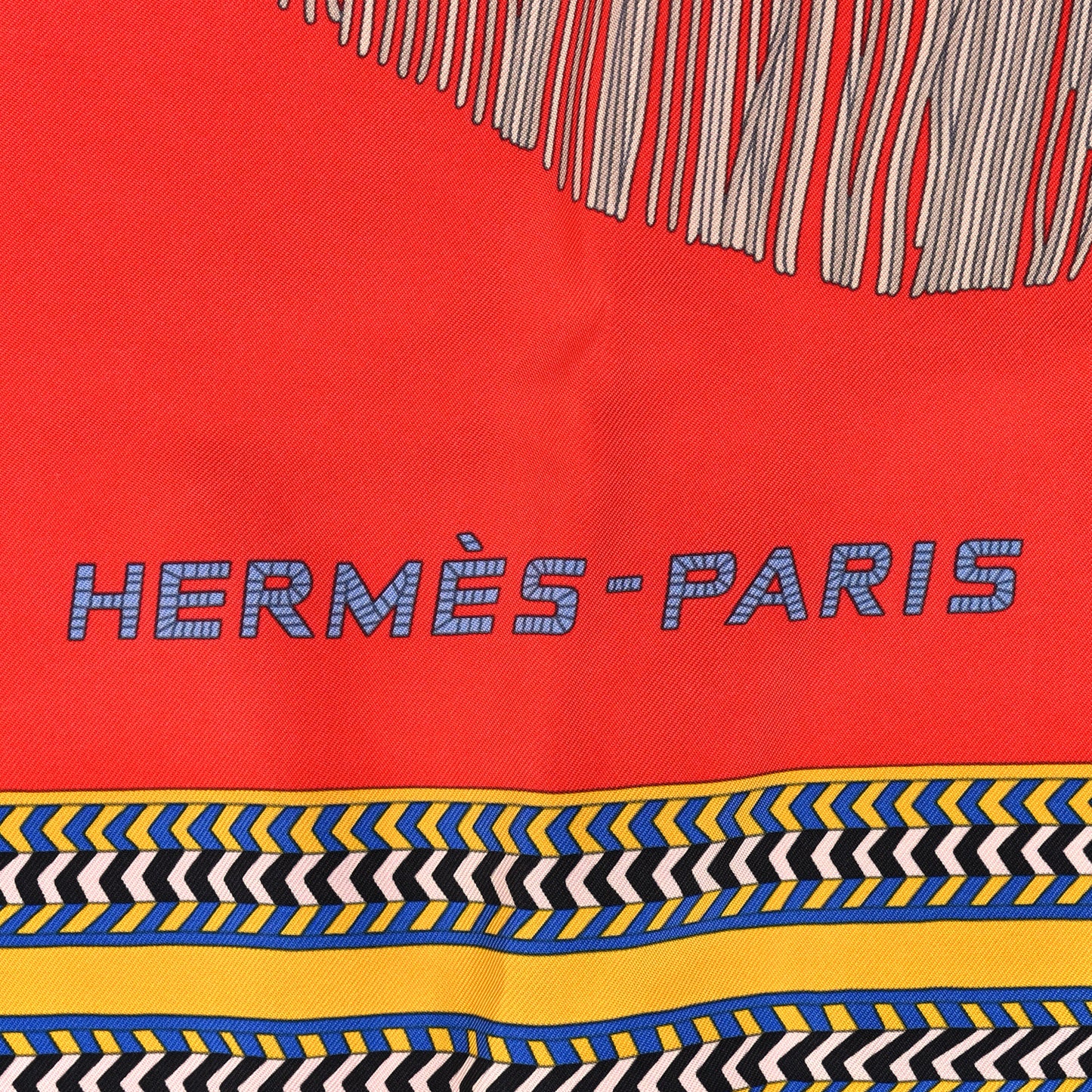 Silk Selle Des Steppes Scarf 90 Rouge Bleu Jaune De Naples