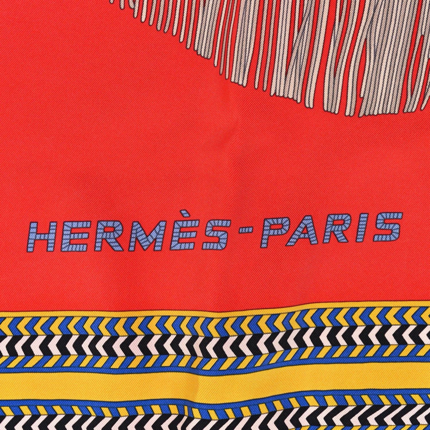 Hermes Silk Selle Des Steppes Scarf 90 Rouge Bleu Jaune De Naples 2 of 5