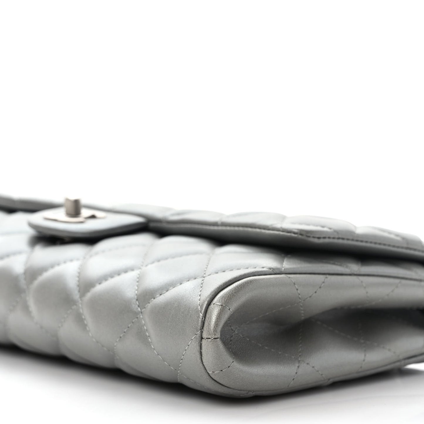 Lambskin Quilted Clutch With Chain Flap Grey