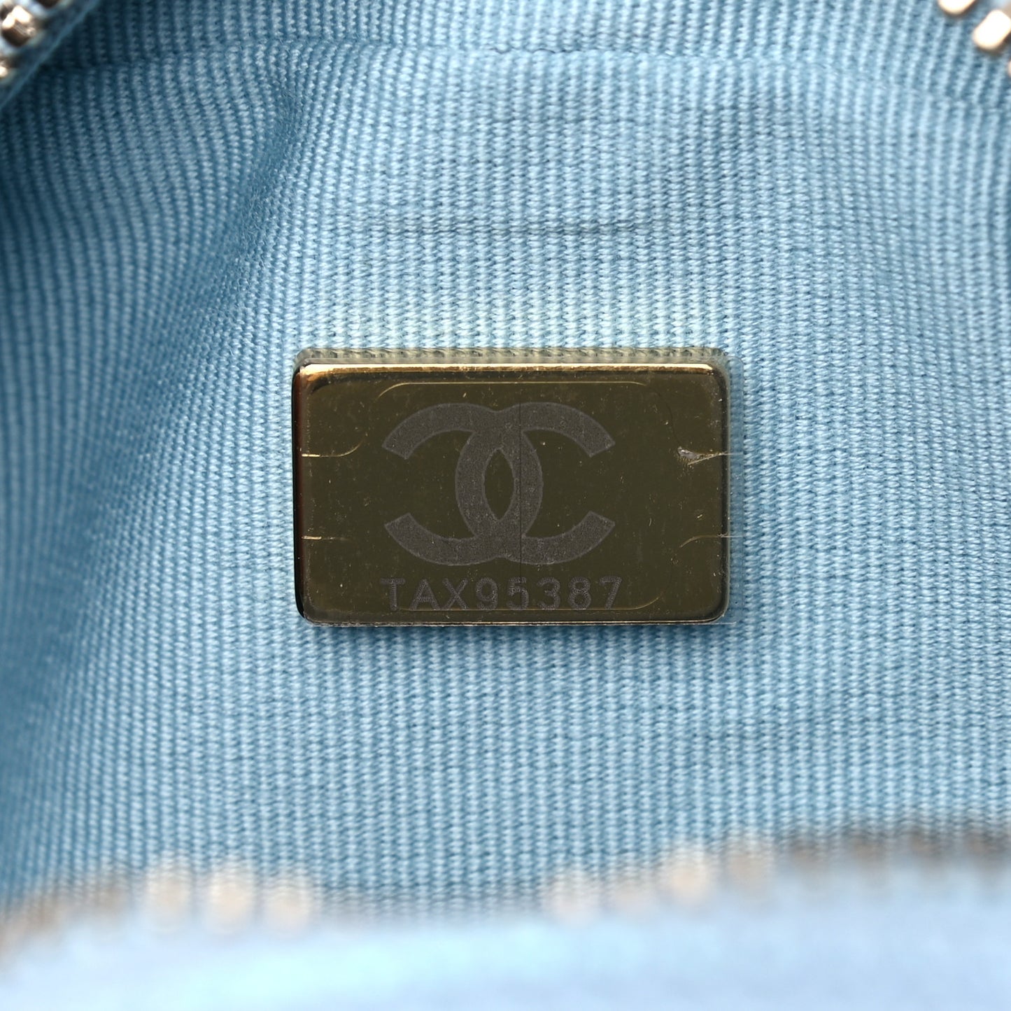 Iridescent Caviar Quilted Mini My Perfect Camera Case Light Blue