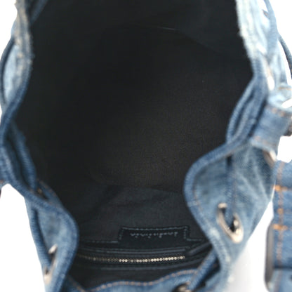Balenciaga Washed Denim Crystal BB Monogram Le Cagole Bucket Bag XS Blue 5 of 10