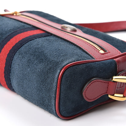 Gucci Suede Calfskin Web Mini Ophidia Shoulder Bag New Blue Romantic Cherry 9 of 9
