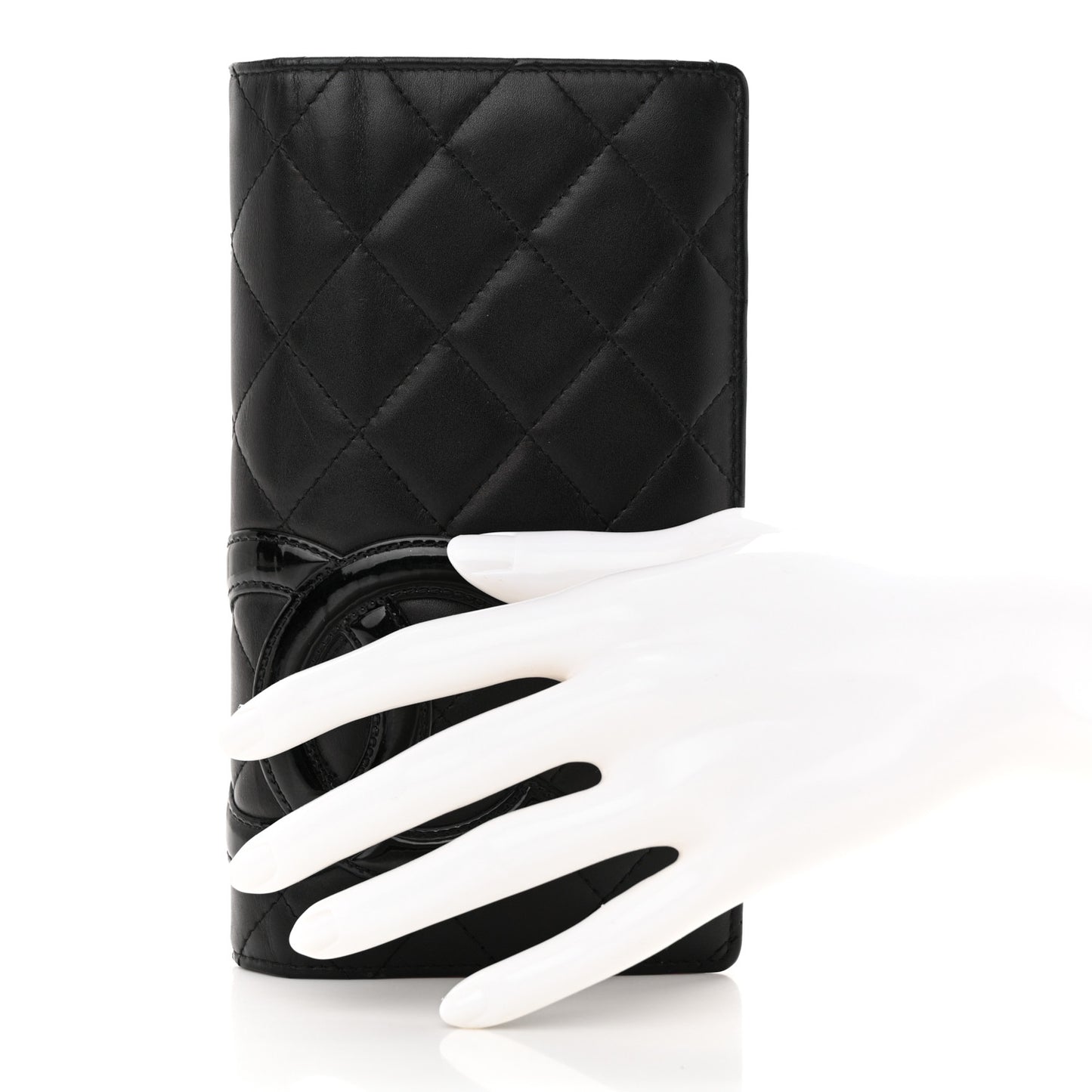 Calfskin Quilted Cambon Yen Wallet Black