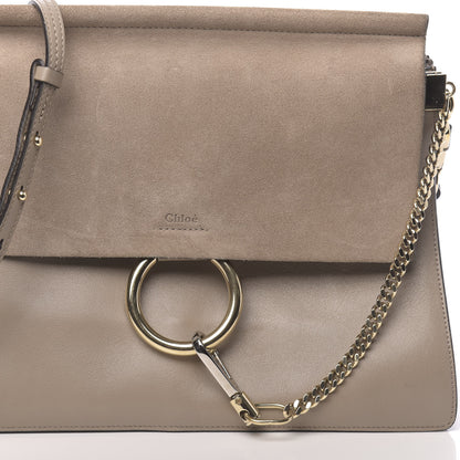 Chloe Calfskin Suede Medium Faye Shoulder Bag Motty Grey 12 of 15