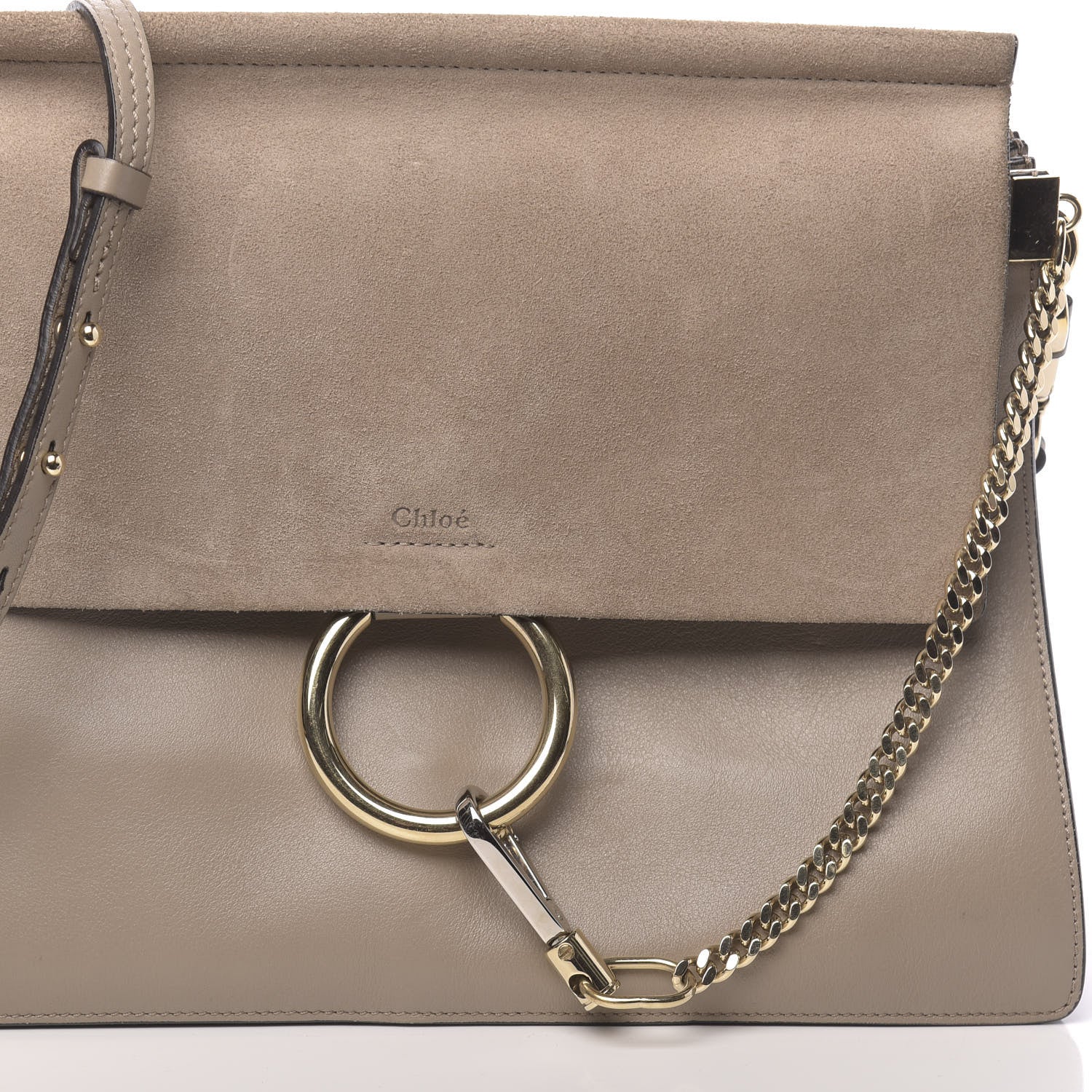 Chloe Calfskin Suede Medium Faye Shoulder Bag Motty Grey 12 of 15