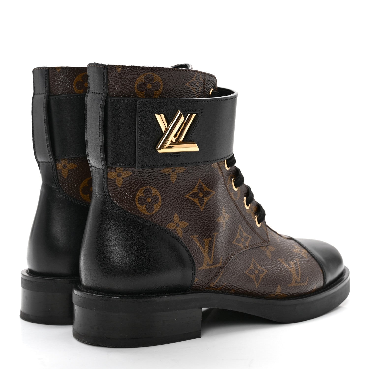 Louis Vuitton Calfskin Monogram Wonderland Flat Ranger Boots 38 Black 4 of 11