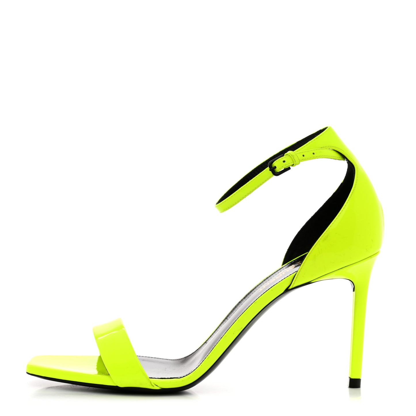 Patent Calfskin Amber 105 Ankle Strap Sandals 39 Yellow Fluo