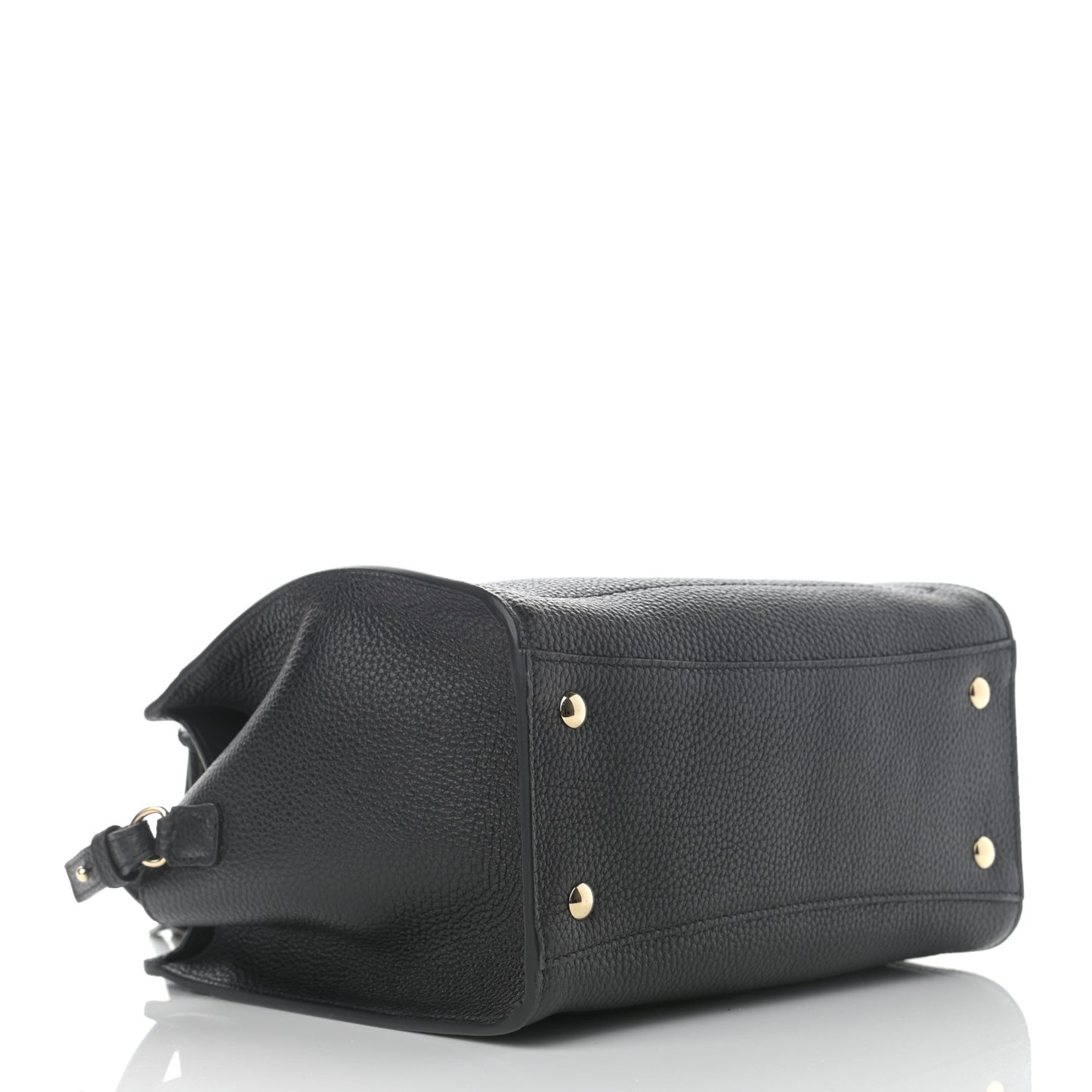 Hammered Calfskin Double Handle Small Amy Tote Black