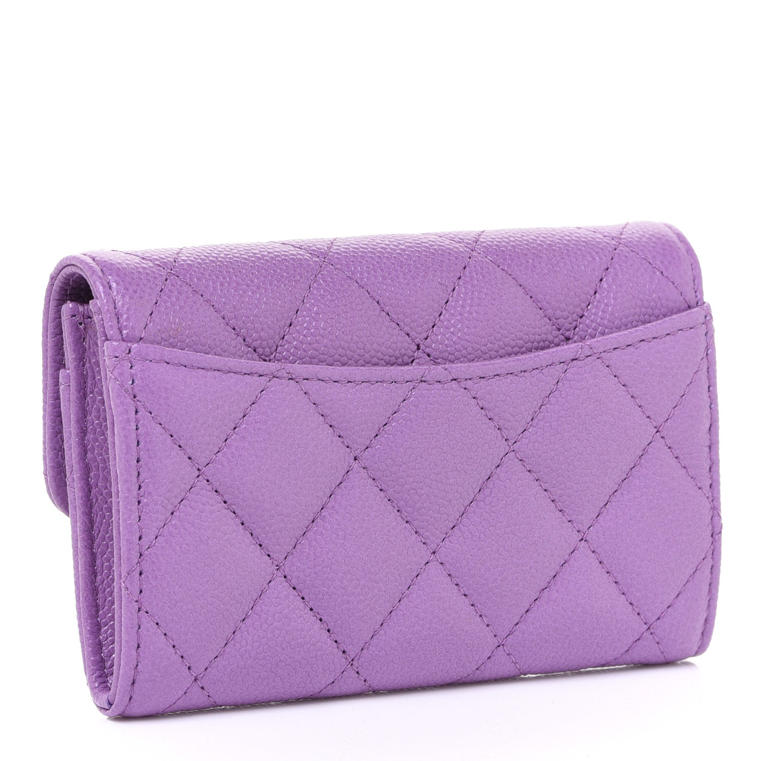 Chanel Caviar Quilted Flap Card Holder Wallet Purple 3 of 9