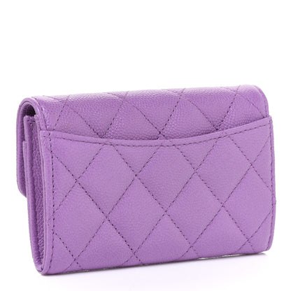 Chanel Caviar Quilted Flap Card Holder Wallet Purple 3 of 9