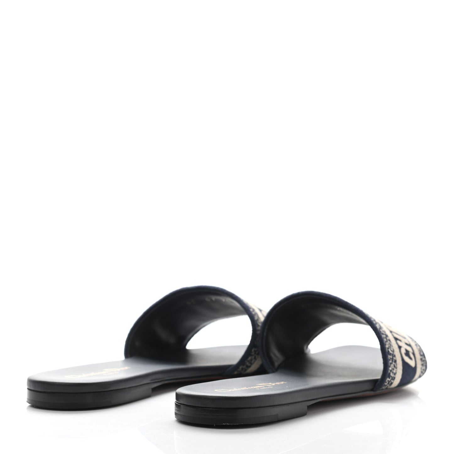 Canvas Embroidered Dway Mules Slide Sandals 38.5 Deep Blue