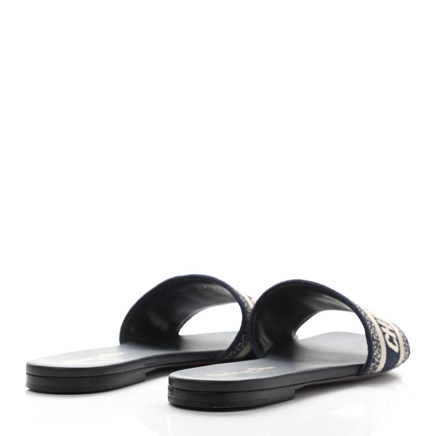 Christian Dior Canvas Embroidered Dway Mules Slide Sandals 38.5 Deep Blue 4 of 8