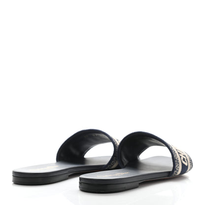Christian Dior Canvas Embroidered Dway Mules Slide Sandals 38.5 Deep Blue 4 of 8