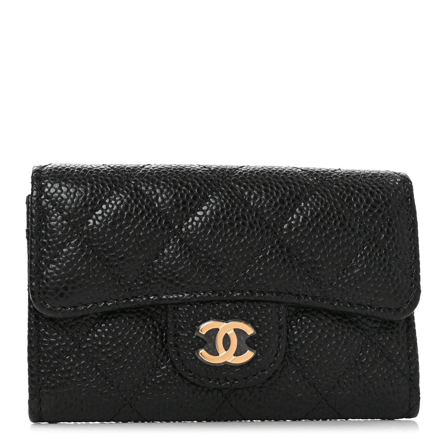 Chanel Caviar Quilted Flap Card Holder Wallet Black 1 of 8