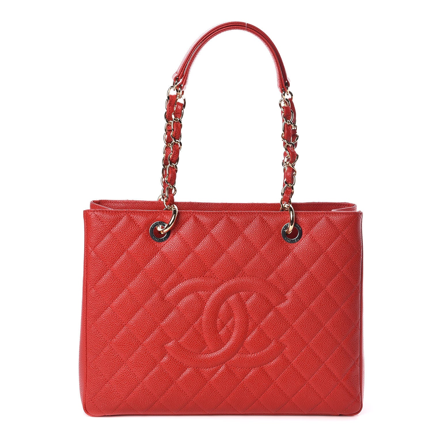 Chanel Caviar Quilted Grand Shopping Tote GST Red 1 of 11