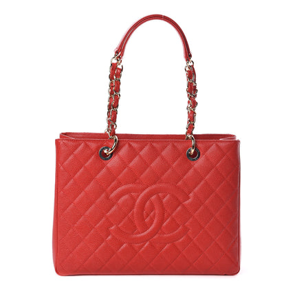 Chanel Caviar Quilted Grand Shopping Tote GST Red 1 of 11
