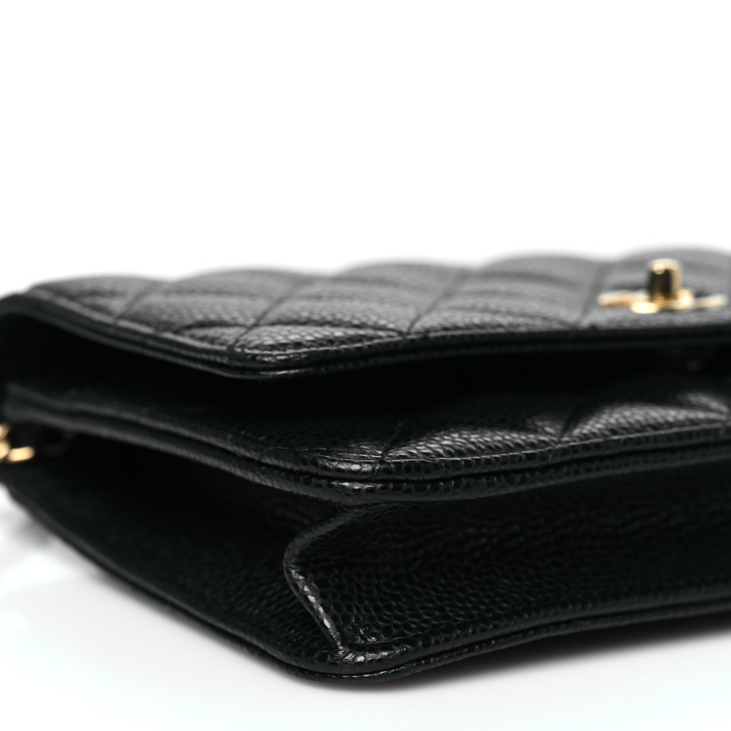 Caviar Quilted CC Turnlock Wallet On Chain WOC Black